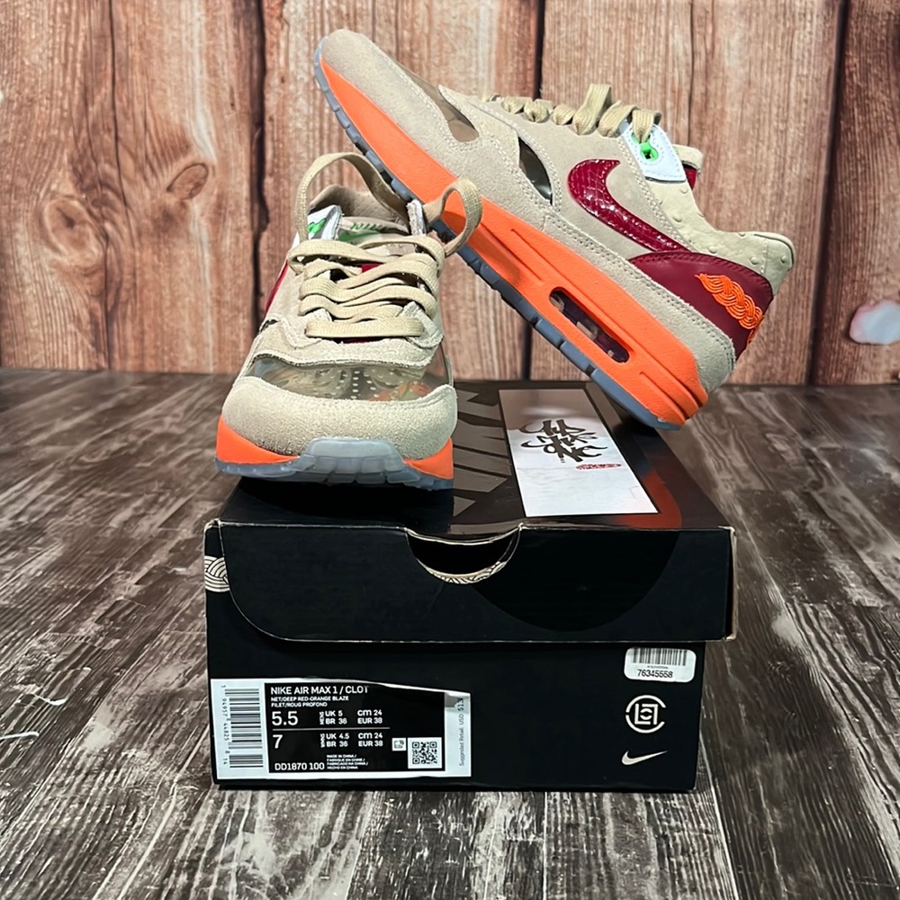 🔥🔥🔥🔥🔥Nike Air Max 1 Clot Kiss of Death Sneakers men 5 1/2 women size 7.
